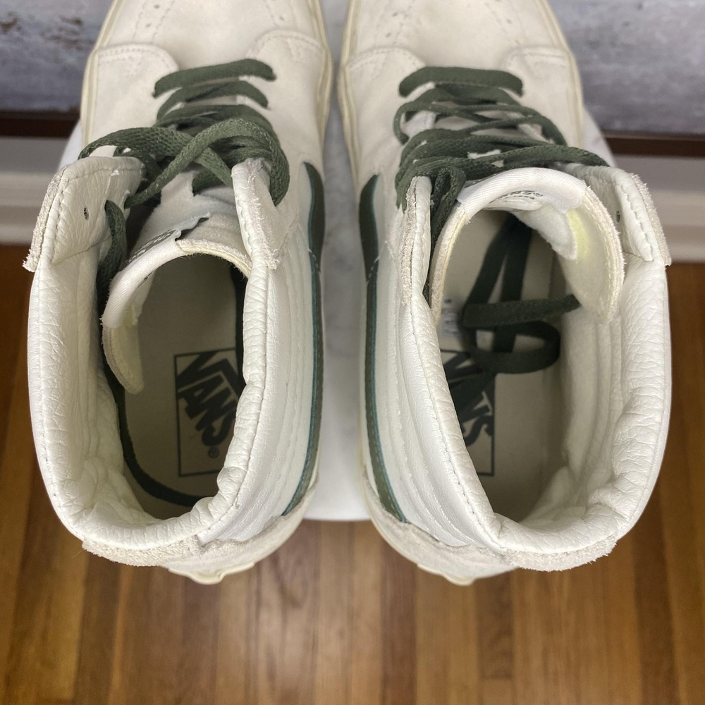 Vans Sk8-Hi Shoes Mens Size 8.5 White Green High Top Skate Sneakers Leather - Picture 8 of 11